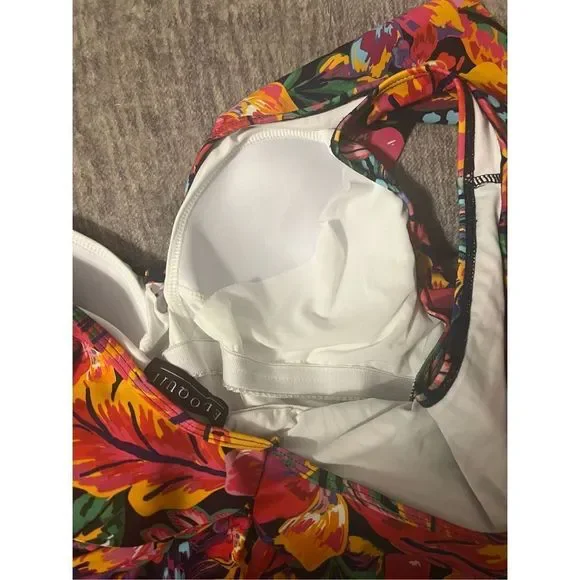 ELOQUII Ruffle Tie Waist One-Piece Swimsuit NEW size 16 - Picture 6 of 9